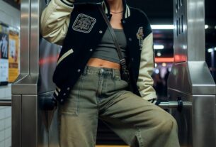 Stunning young woman leaning on a subway turnstile in streetwear with a rebellious vibe, gritty station lighting, photoreal 8K